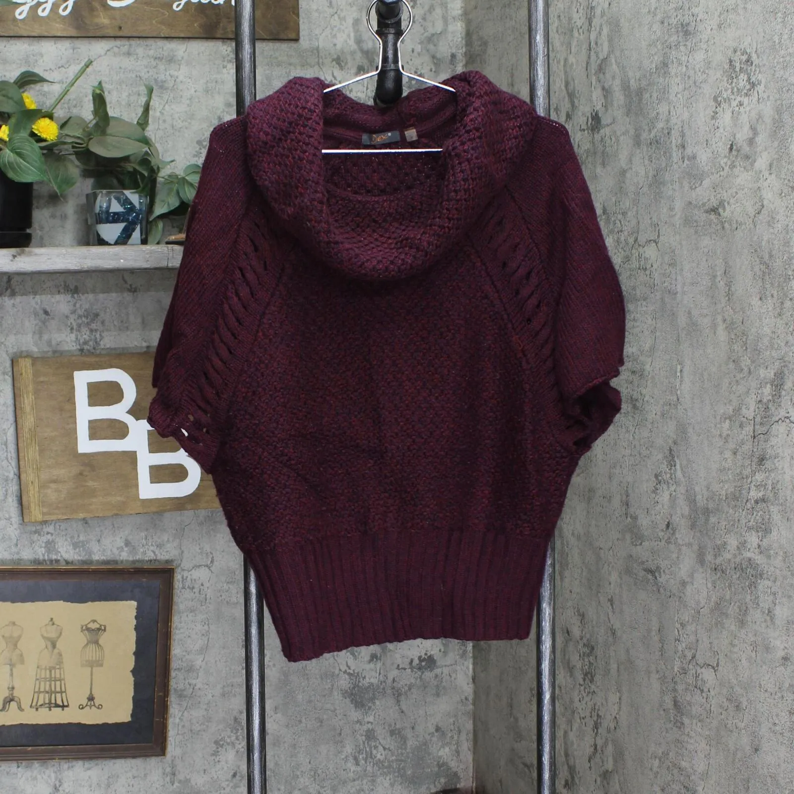 Dex Womens Chunky Knit Cowl Neck Batwing Sleeve Sweater 166f901b88c4bb Purple S