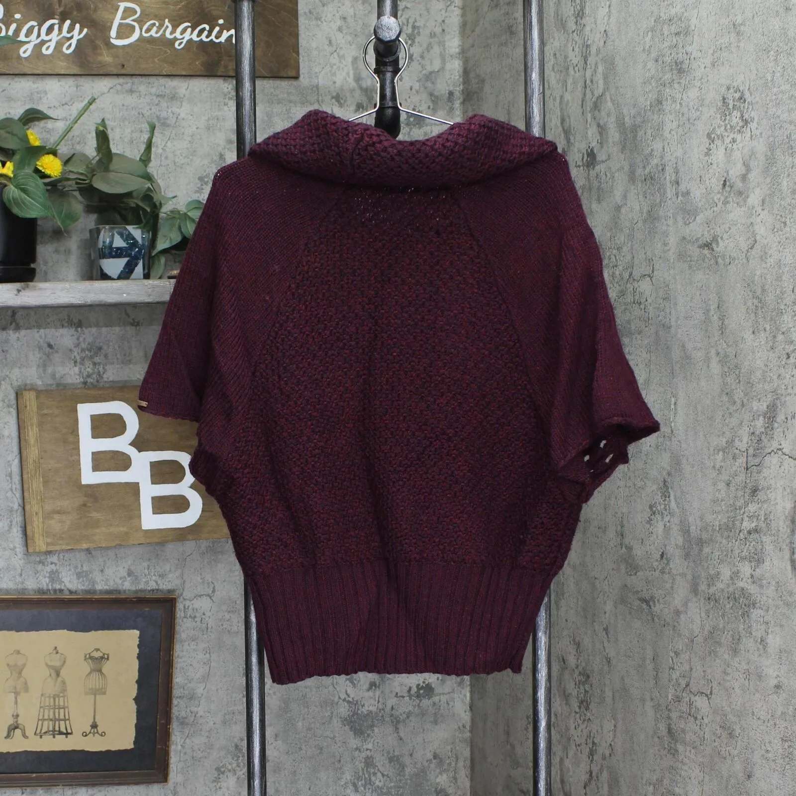 Dex Womens Chunky Knit Cowl Neck Batwing Sleeve Sweater 166f901b88c4bb Purple S
