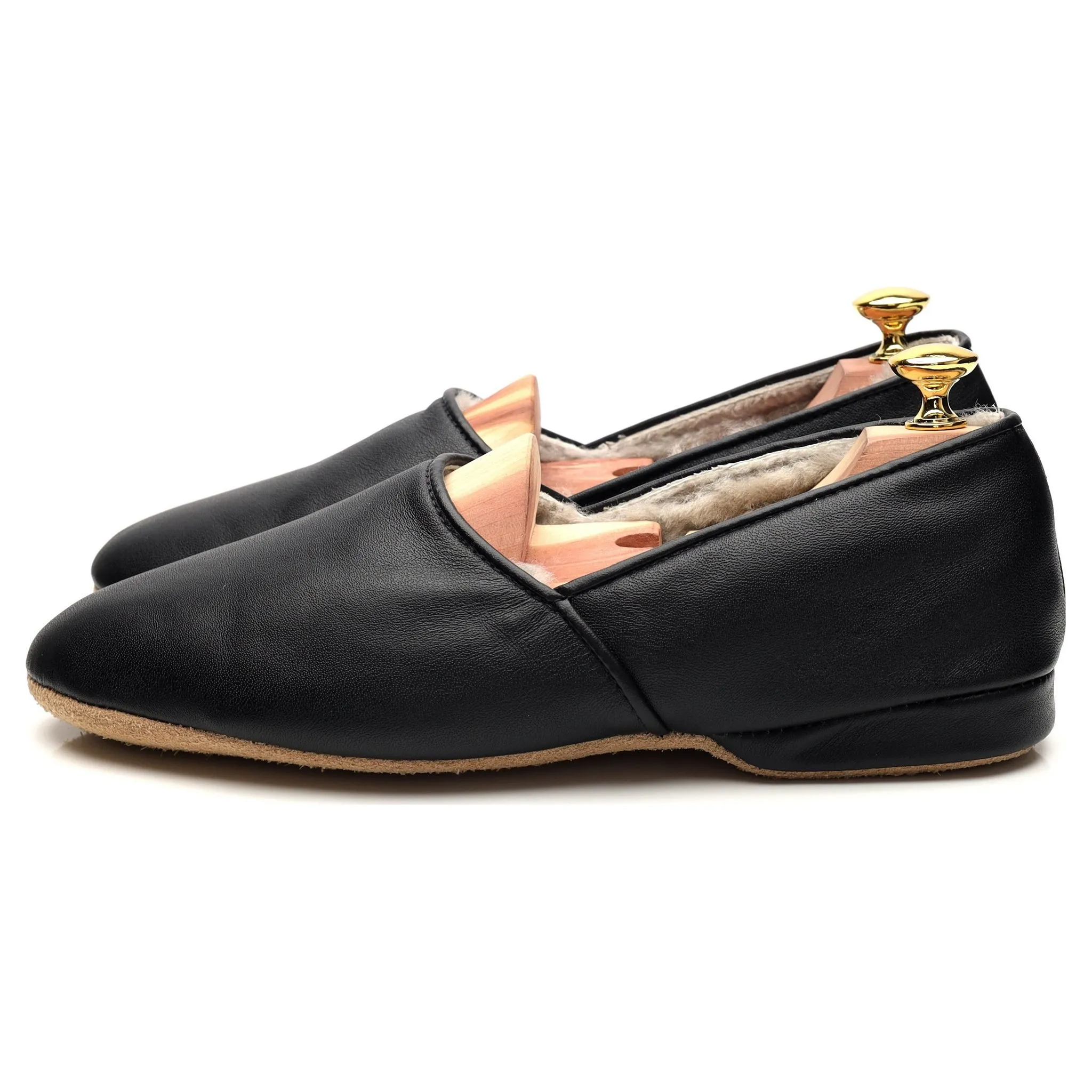 'Duke' Black Leather Slippers UK 7