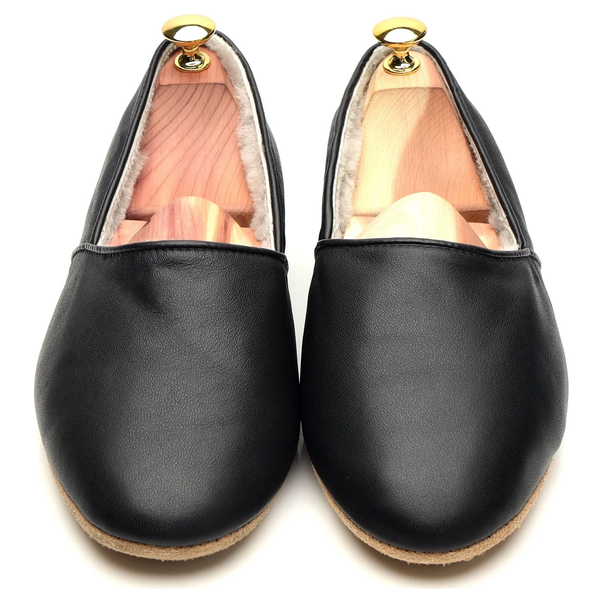 'Duke' Black Leather Slippers UK 7