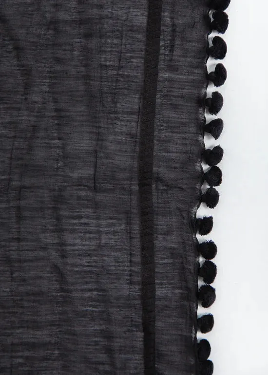 DUPATTA PLAIN SHAWL - BLACK