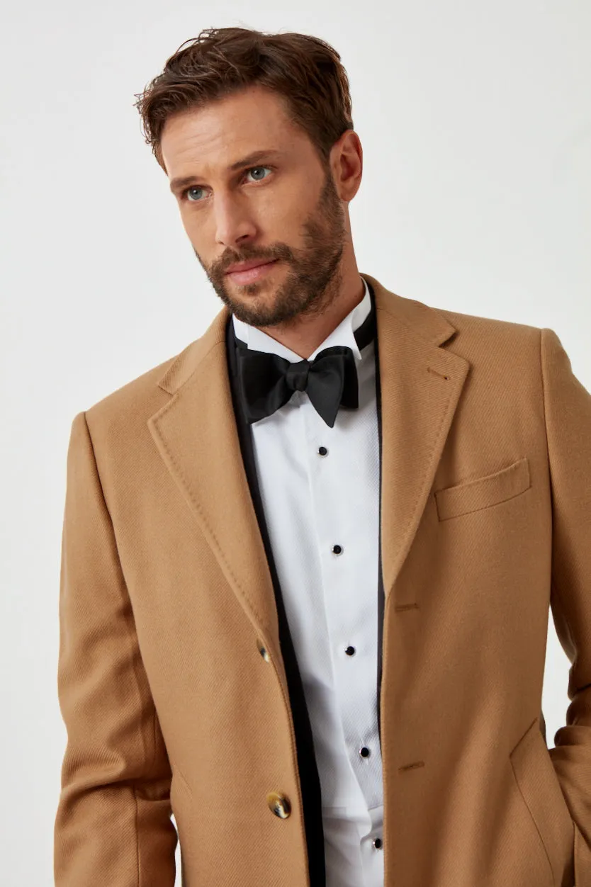 English Wool & Cashmere Solid Twill Overcoat