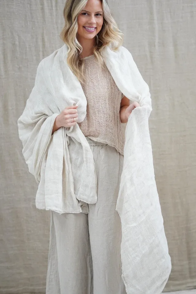Euro Summer Scarf/Sarong Natural 100% Linen