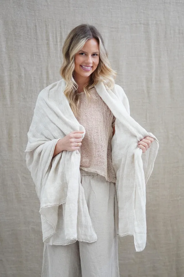 Euro Summer Scarf/Sarong Natural 100% Linen