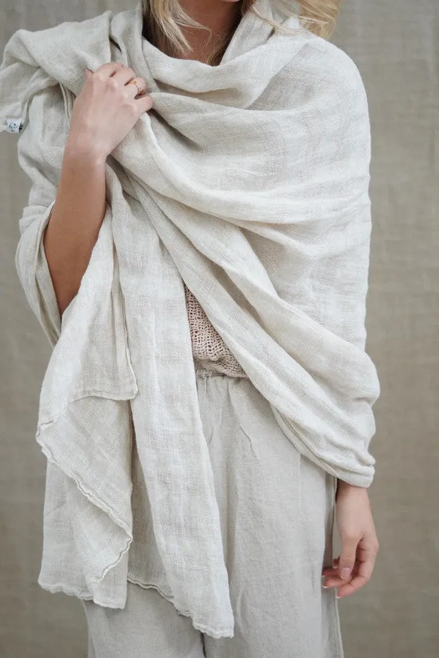 Euro Summer Scarf/Sarong Natural 100% Linen