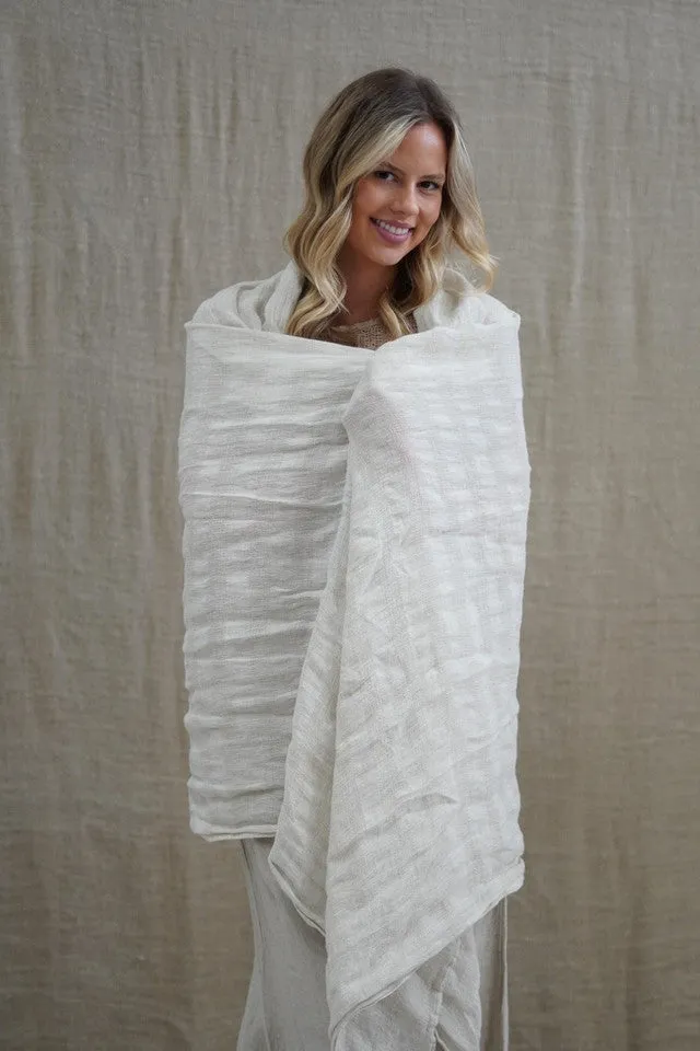 Euro Summer Scarf/Sarong Natural 100% Linen