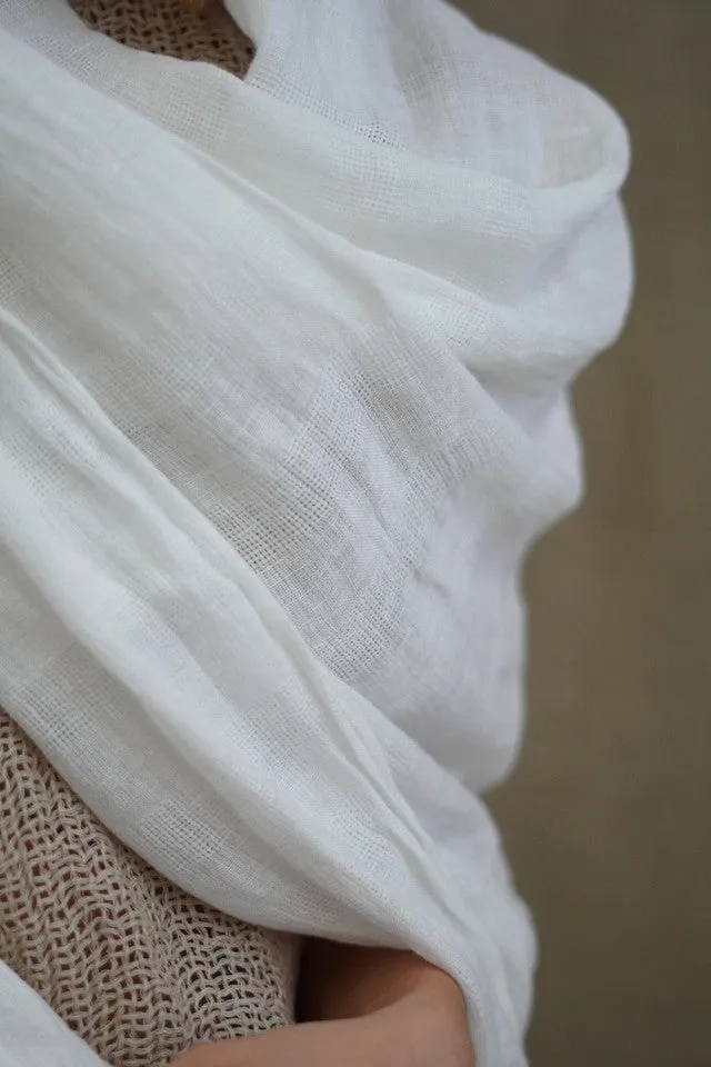 Euro Summer Scarf/Sarong White 100% Linen