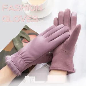 Feather Cotton Gloves Women Winter Warm and Velvet Riding Waterproof Windproof Touch Screen Gloves Go Out Gloves