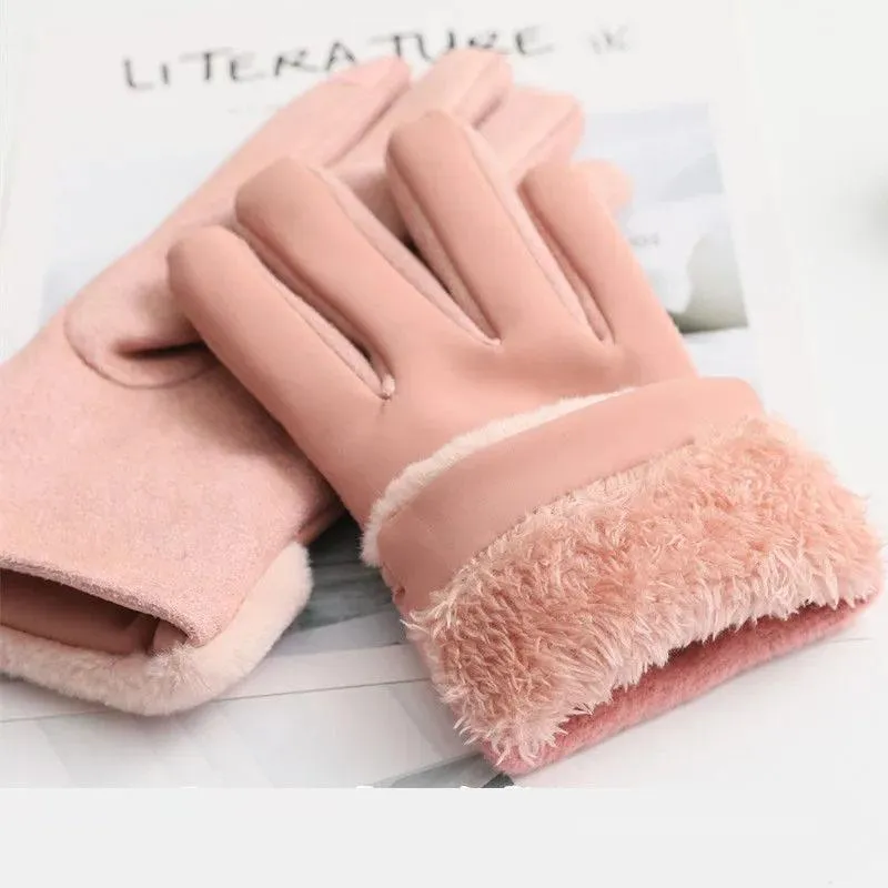 Feather Cotton Gloves Women Winter Warm and Velvet Riding Waterproof Windproof Touch Screen Gloves Go Out Gloves