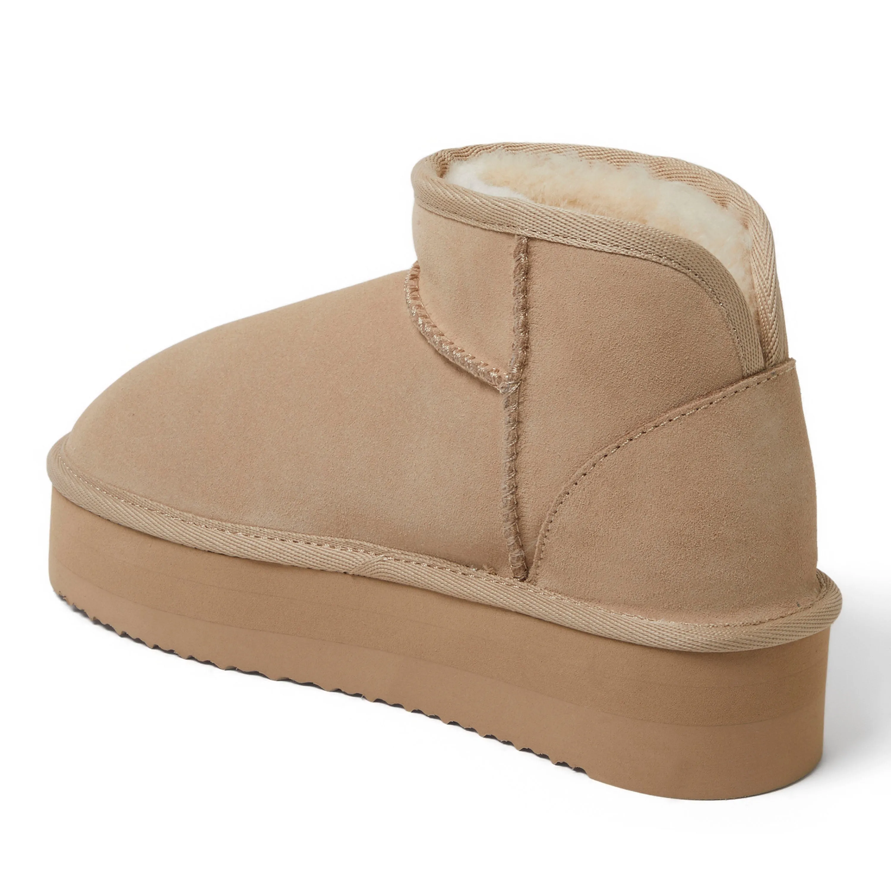 Fireside by Dearfoams Women's Kingston Genuine Shearling Platform Bootie