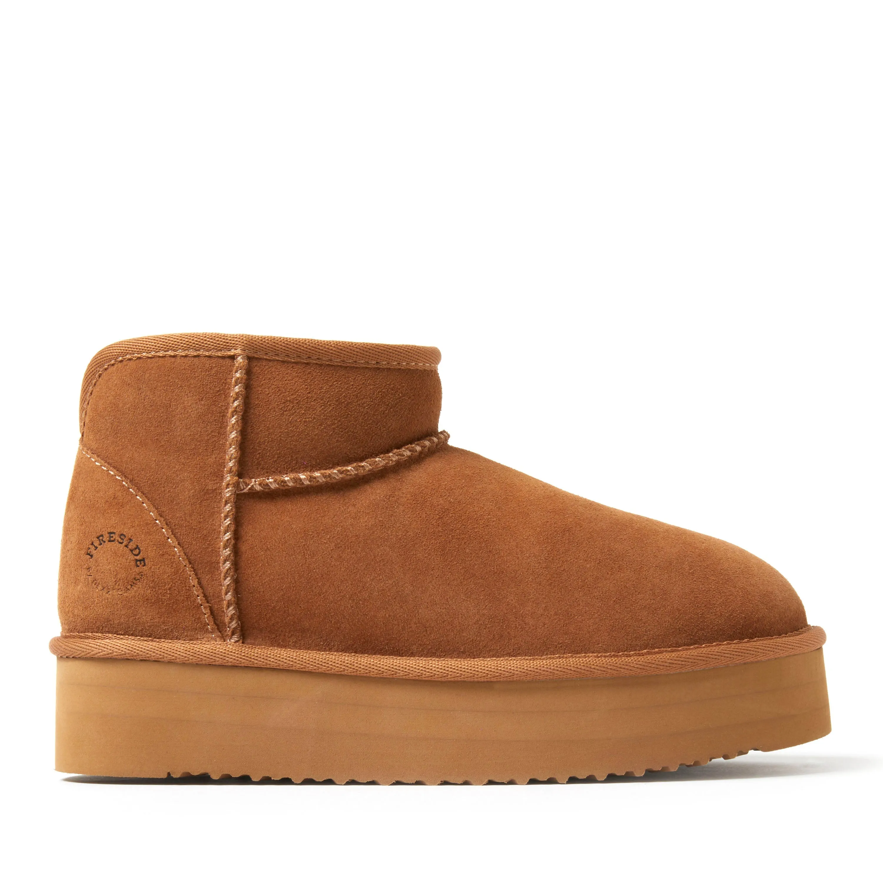 Fireside by Dearfoams Women's Kingston Genuine Shearling Platform Bootie
