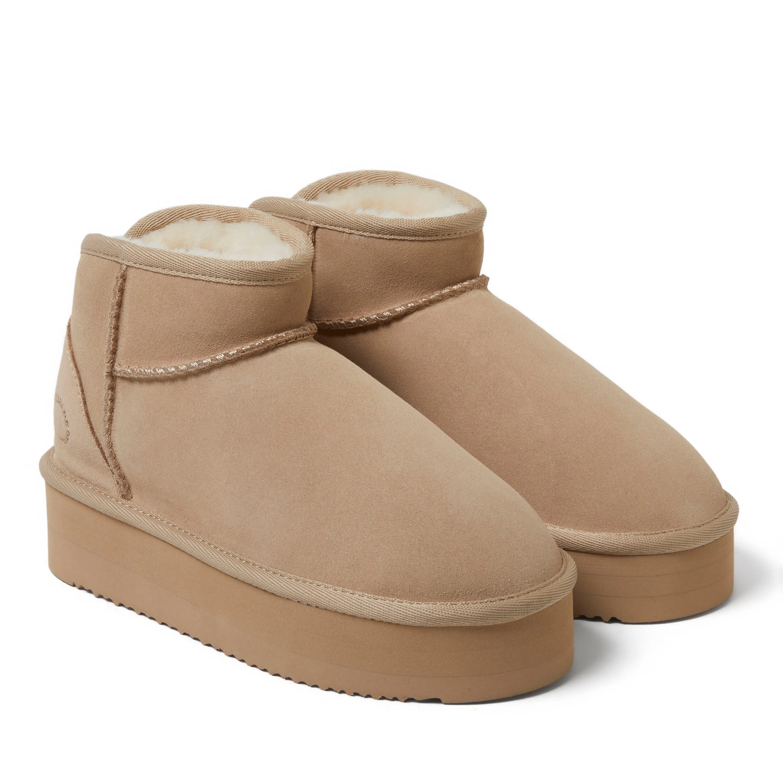 Fireside by Dearfoams Women's Kingston Genuine Shearling Platform Bootie