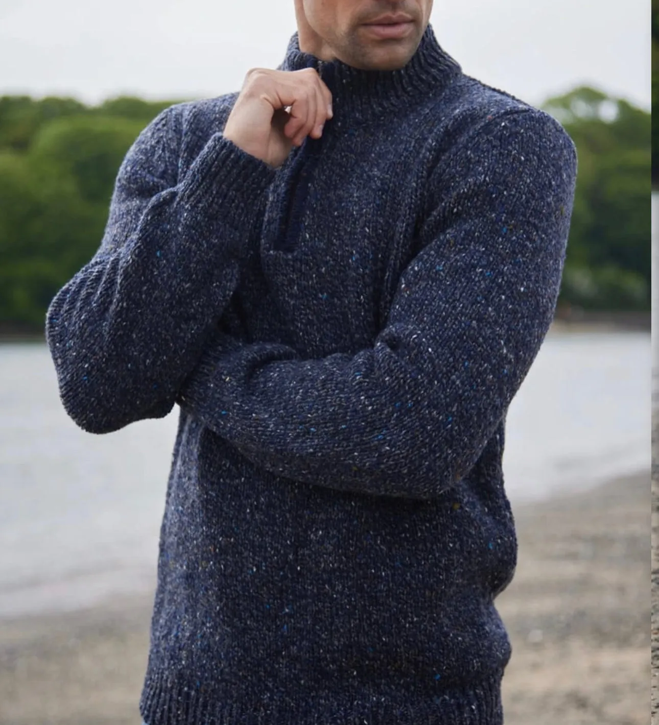 Fisherman Out of Ireland Short Zip Merino & Cashmere Sweater