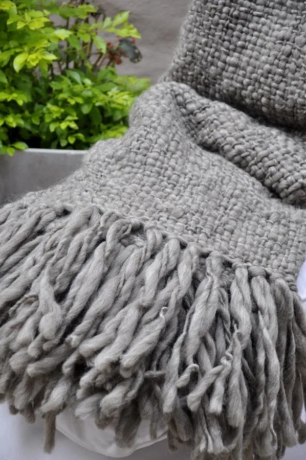 Flame Natural Wool Throw Blanket