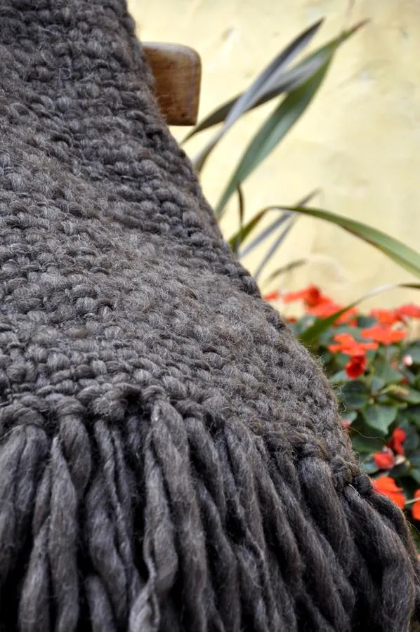 Flame Natural Wool Throw Blanket