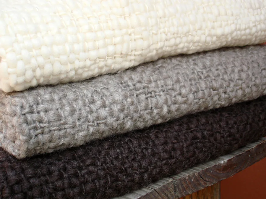 Flame Natural Wool Throw Blanket