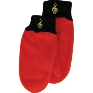 FLEECE MITTENS G CLEF RED SMALL / MEDIUM