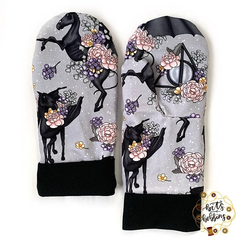 Floral Mourning Horses Mittens
