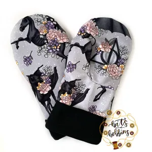 Floral Mourning Horses Mittens