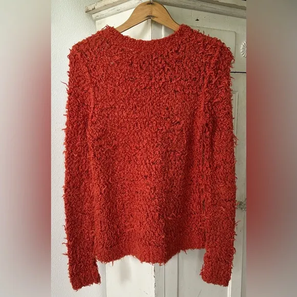 Free People | Women’s burnt orange crewneck large knit bouclé pullover sweater S