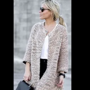 French Connection Oversized Chunky Knit Wool Sweater Coat