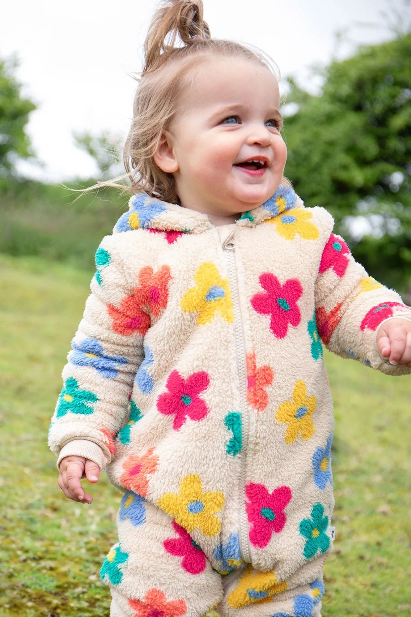 Frugi Cosy Ted Flower Pop Snugglesuit