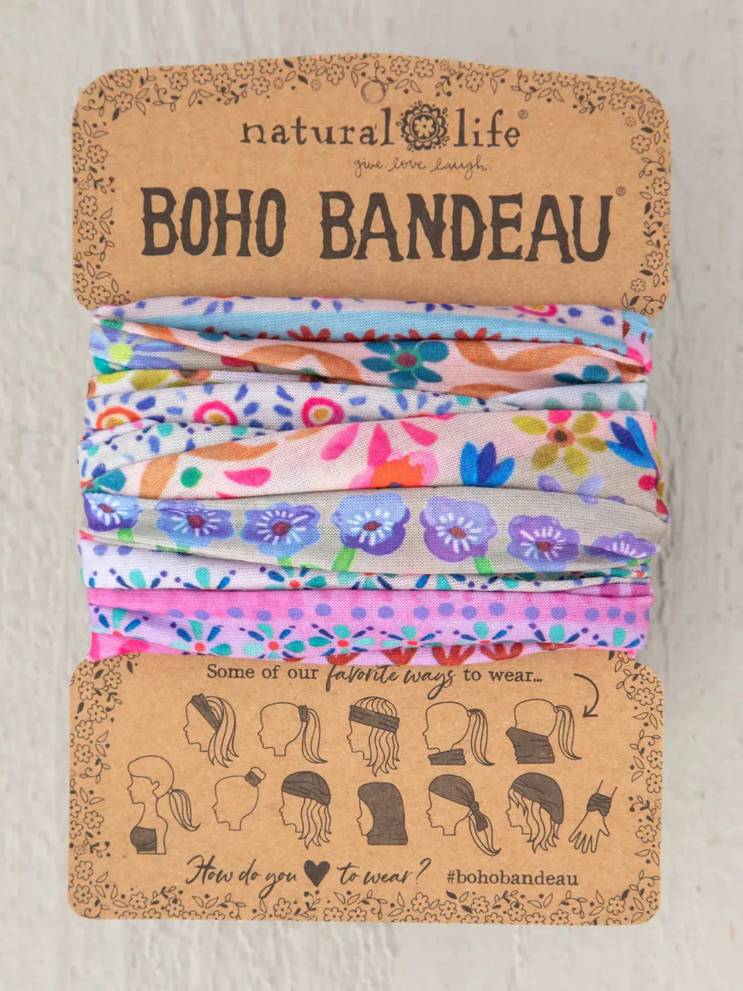 Full Boho Bandeau Headband in Cream Border