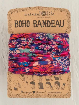 Full Boho Bandeau Headband in Dark Red Pink Floral