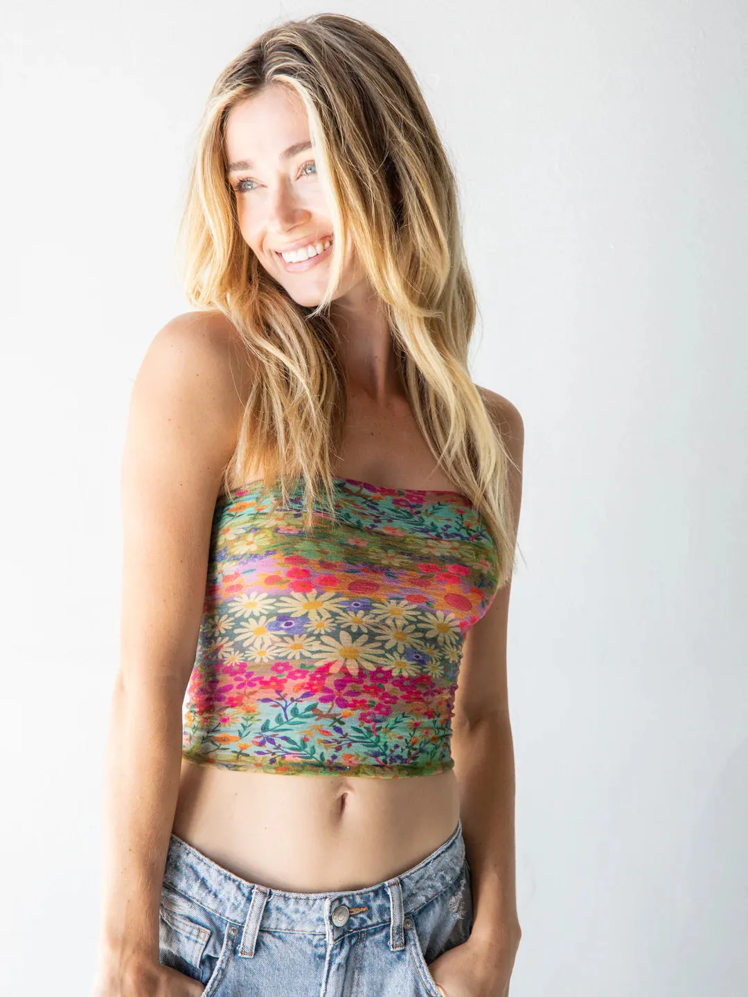 Full Boho Bandeau Headband in Wildflower Border
