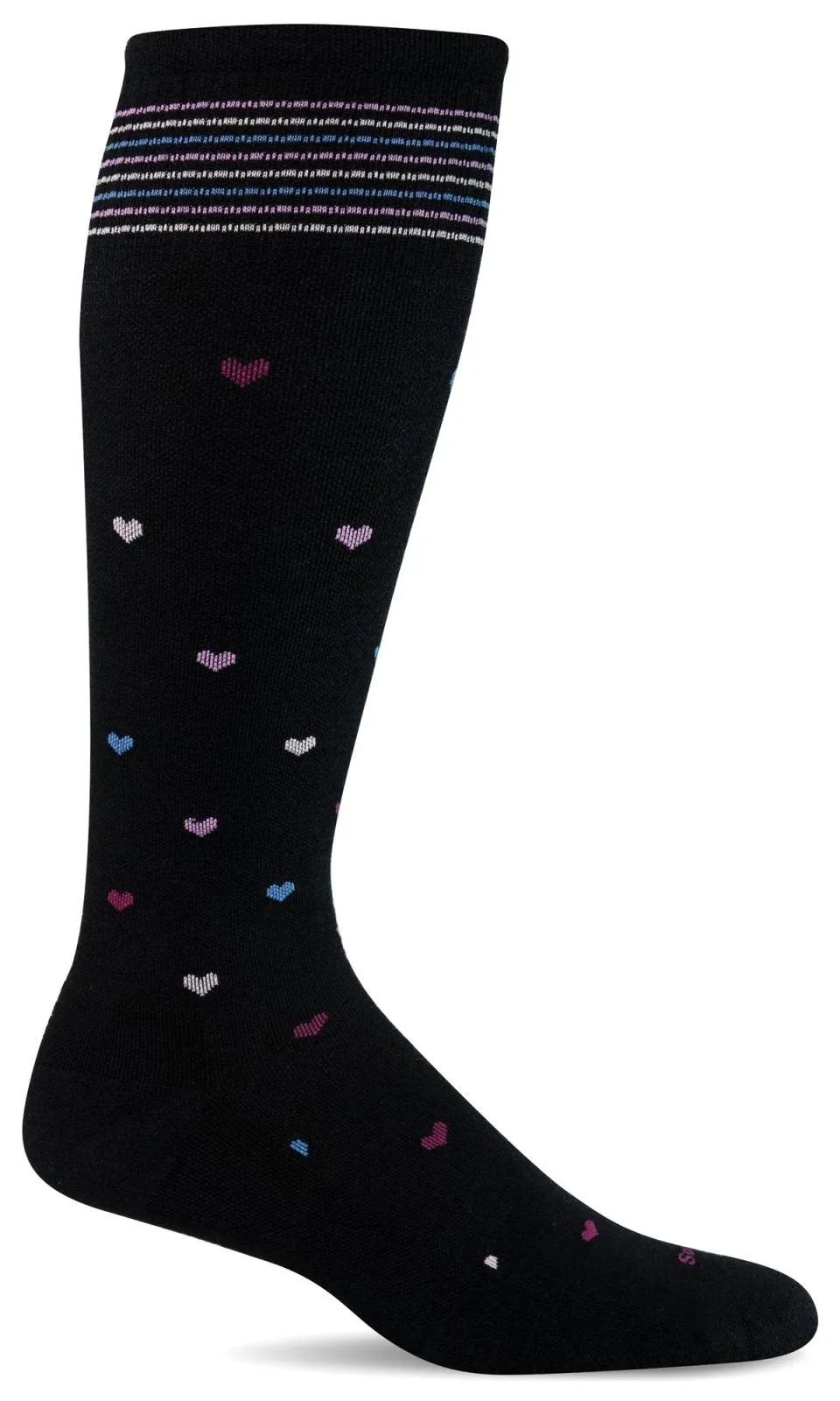Full Heart Knee-High Women - Black Moderate Compression (15-20mmHg)