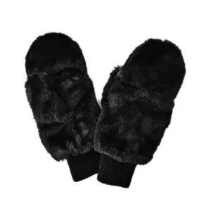 Fuzzy Mittens Black