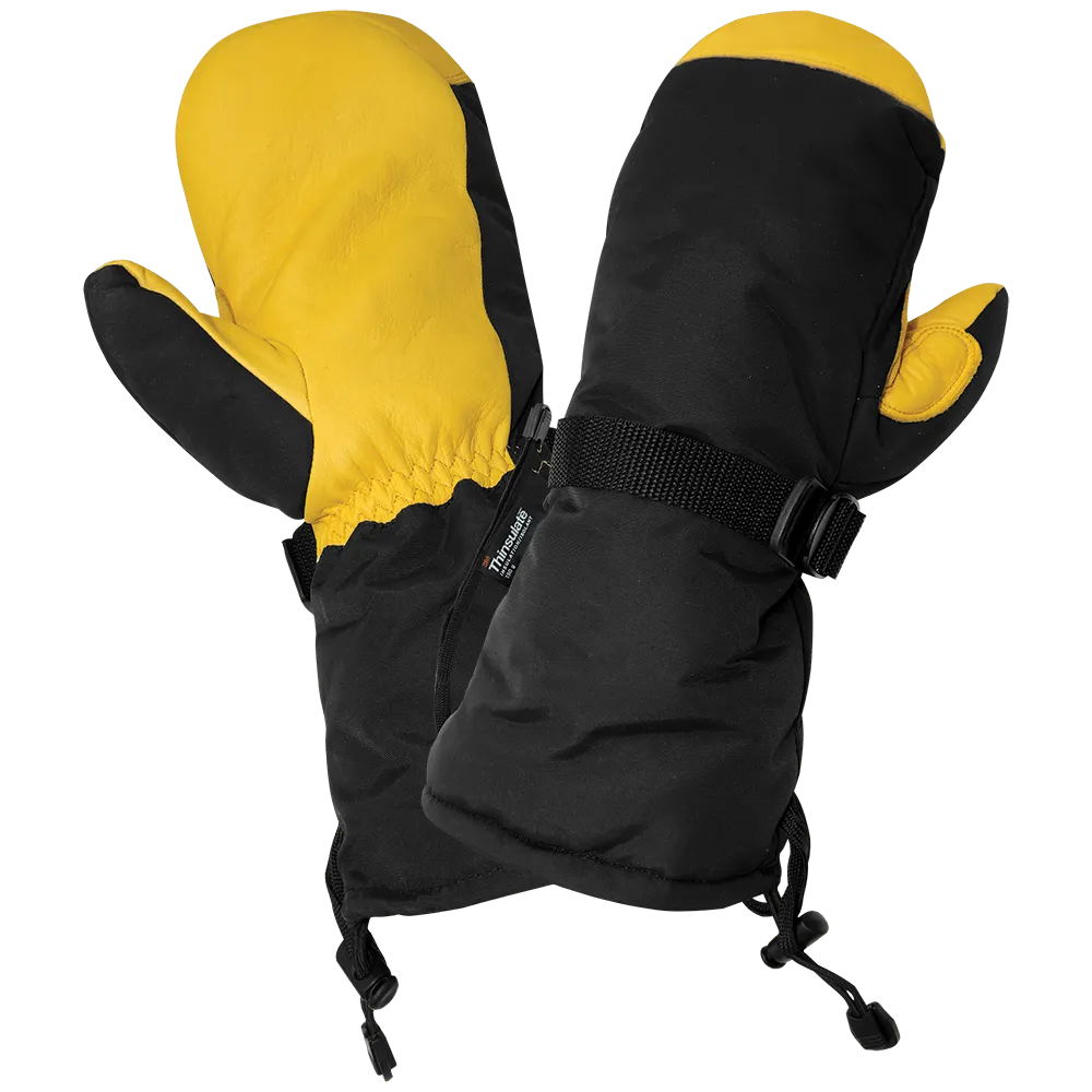 Global Glove & Safety SG7300MIT Premium Grade Grain Deerskin Leather Palm, Low Temperature, Waterproof, Insulated Chopper Mittens