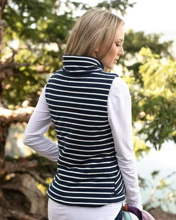 Grace & Lace Knit Puffer Vest - Navy/White Stripe