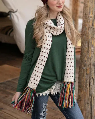 Grace & Lace Whipstitch Scarf - Ivory/Multicolor