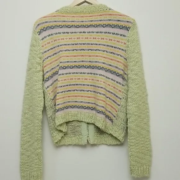 Granny Sweater Wool Blend Multicolor Cardigan Large
