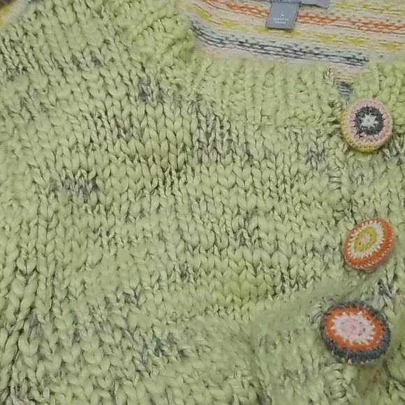 Granny Sweater Wool Blend Multicolor Cardigan Large