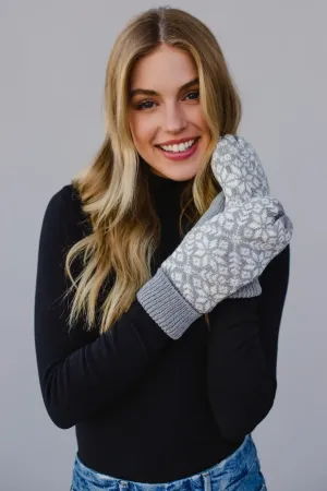 Gray & White Snowflake Mittens