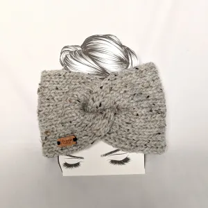 Gray marbled Twist Ear Warmer / Headband