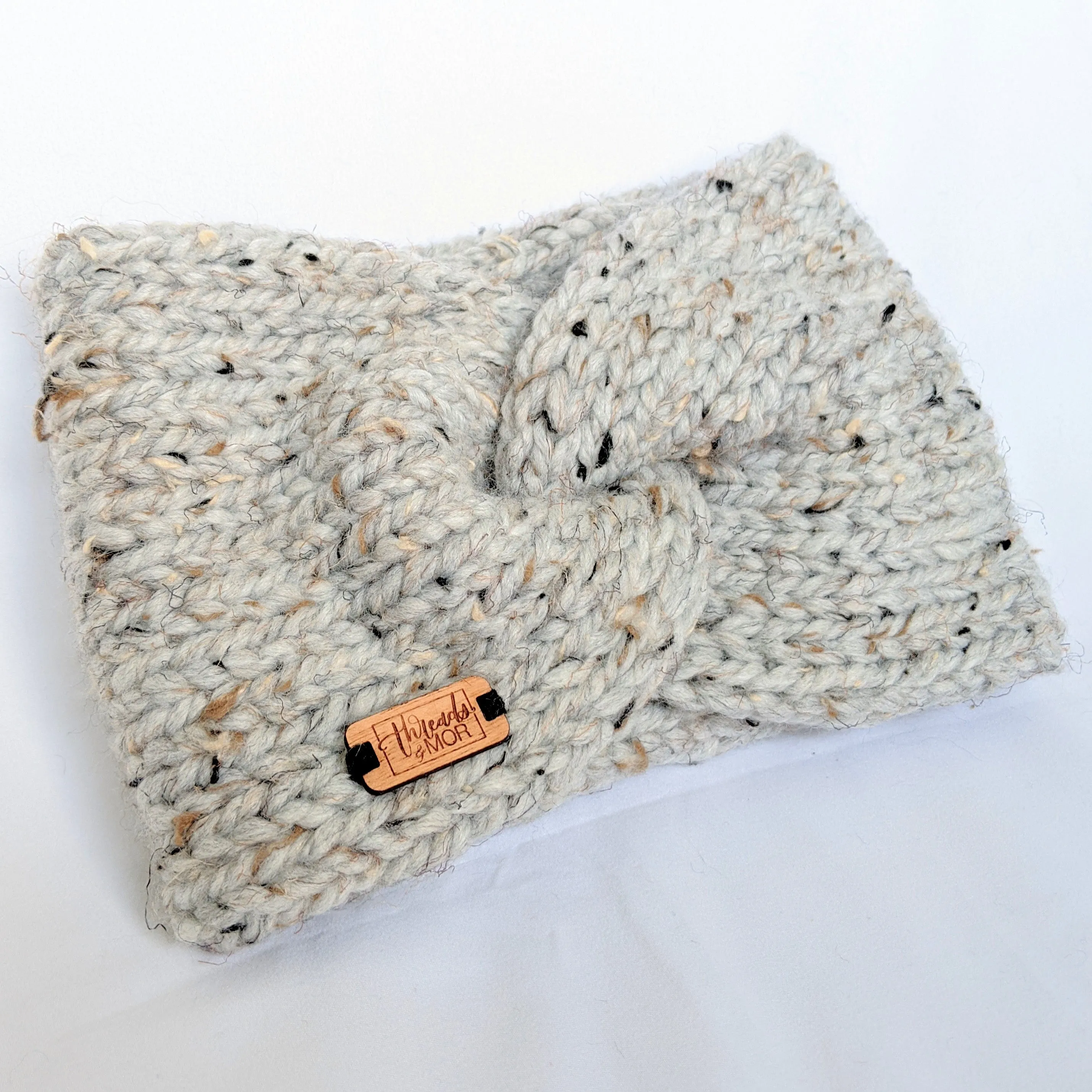 Gray marbled Twist Ear Warmer / Headband