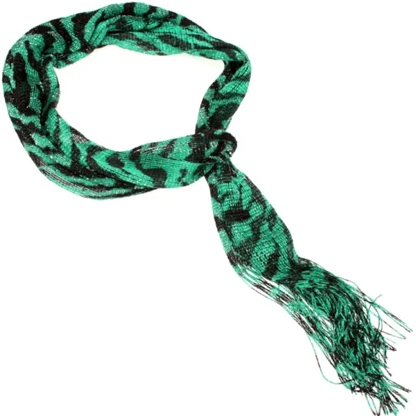 Green Lightweight 3 in 1 Zebra Print Sheer Scarf