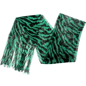 Green Lightweight 3 in 1 Zebra Print Sheer Scarf