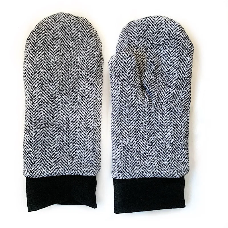 Grey Chevron Mittens