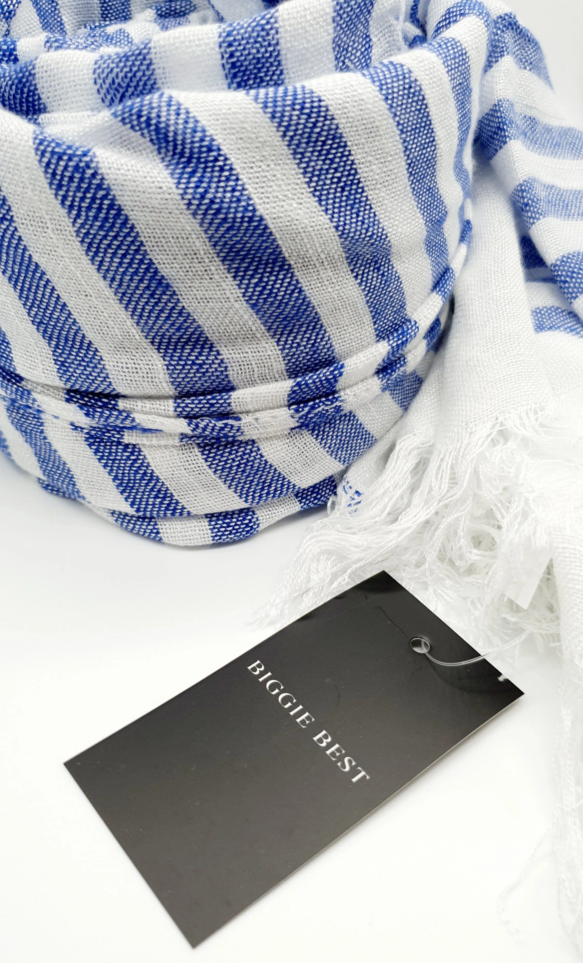 Grimaud Blue/White Stripe Scarf