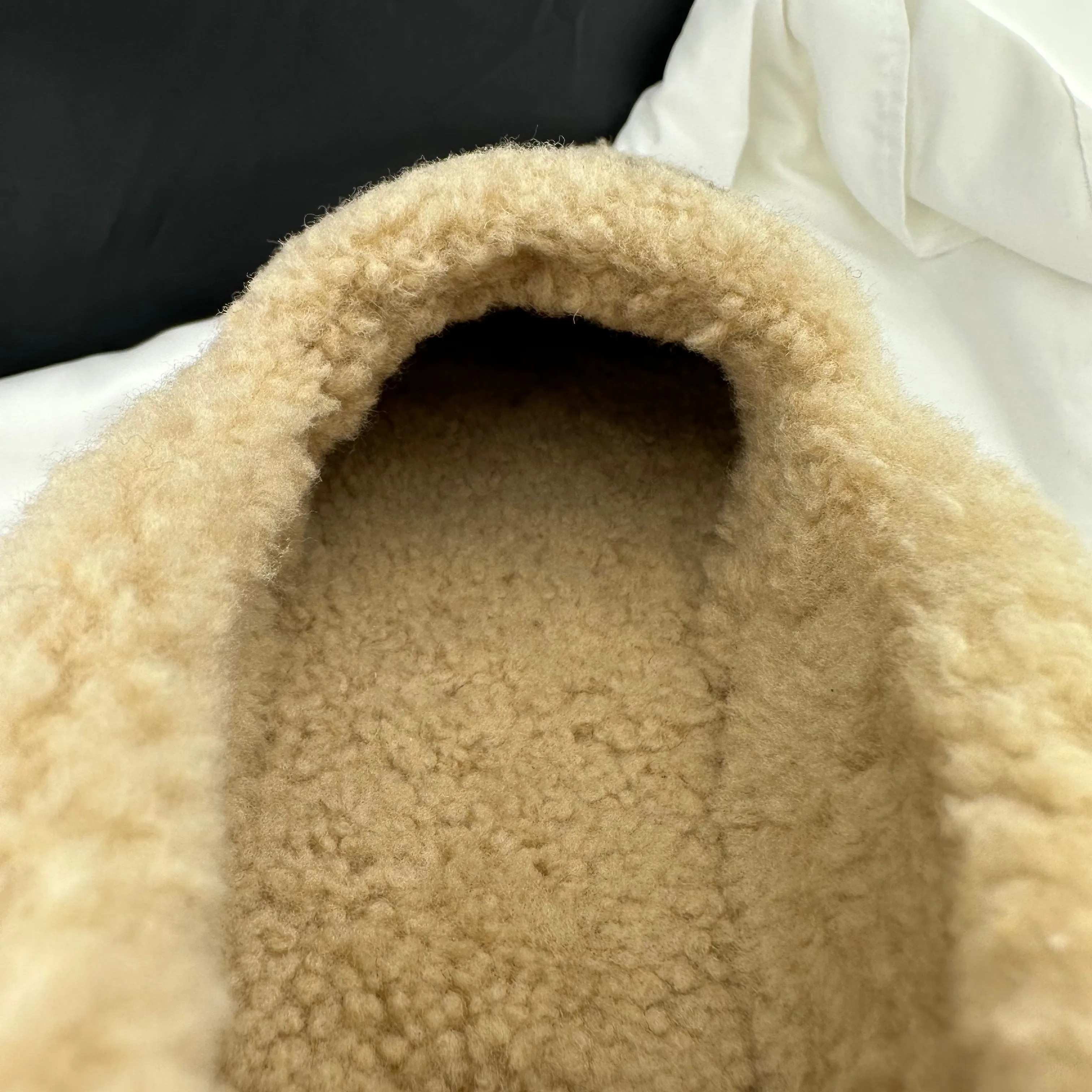 Gucci Interlocking GG Shearling Trim Loafers in Cream