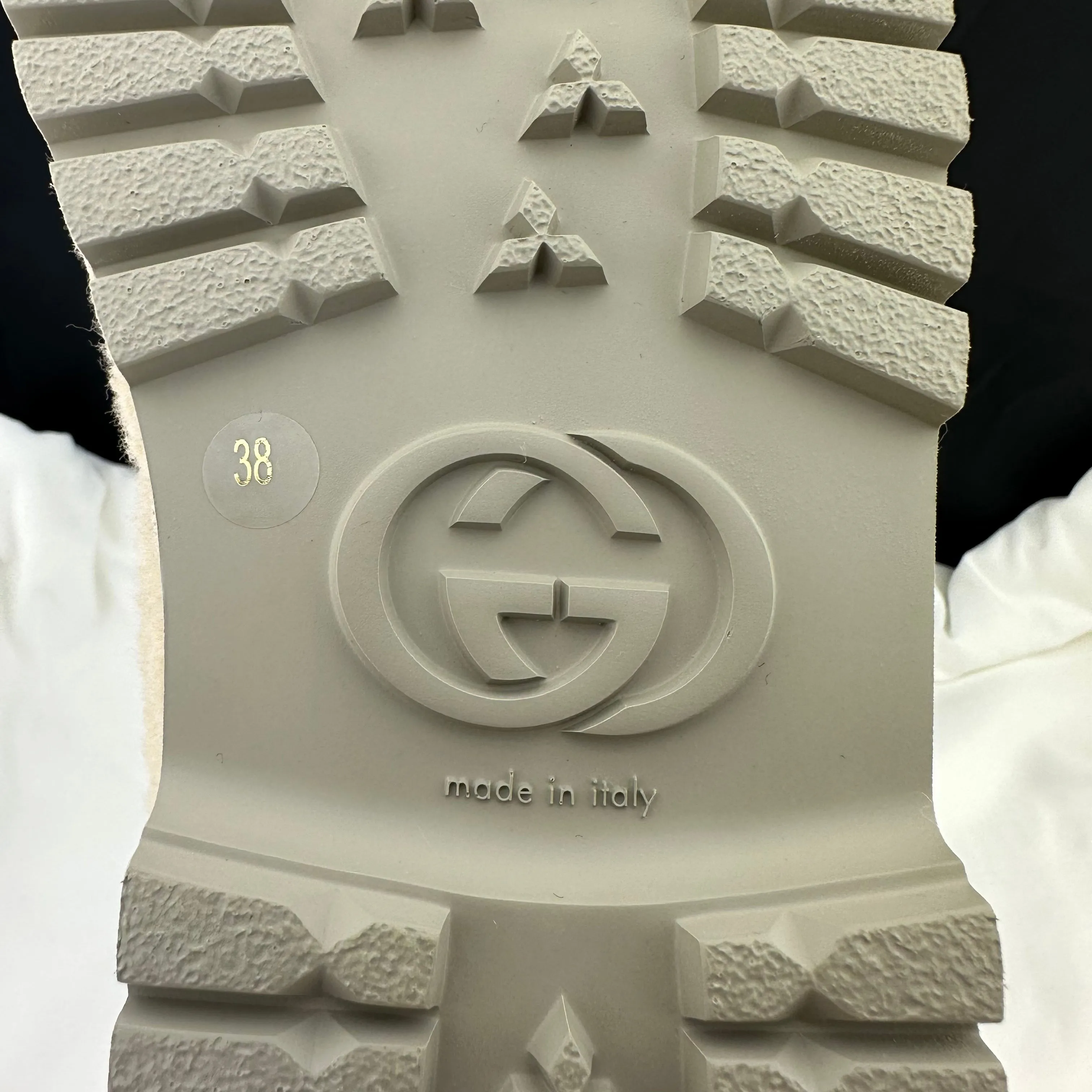 Gucci Interlocking GG Shearling Trim Loafers in Cream