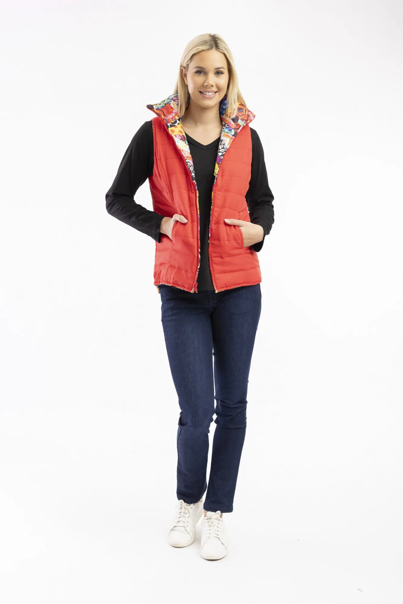 Gypsy Patch Reversible Puffer Vest By Orientique