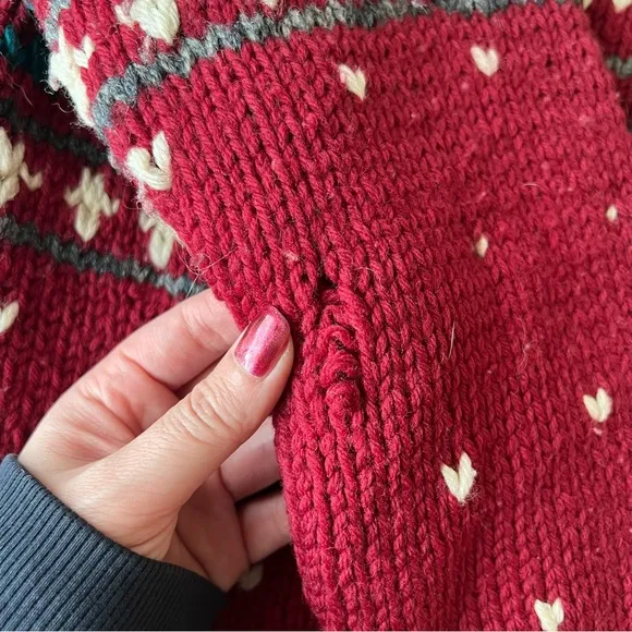 Handknitted Chunky Holiday Festive Cardigan Sweater Knit
