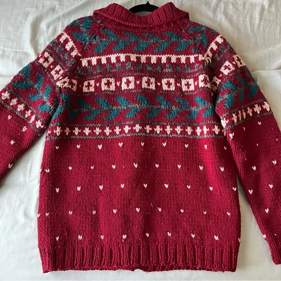 Handknitted Chunky Holiday Festive Cardigan Sweater Knit