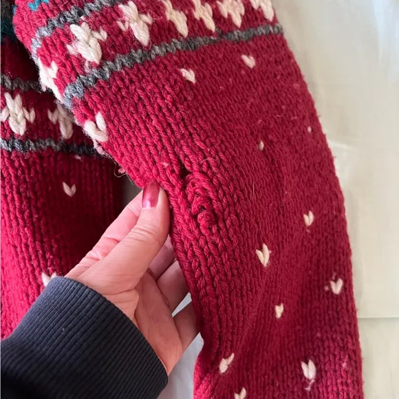 Handknitted Chunky Holiday Festive Cardigan Sweater Knit