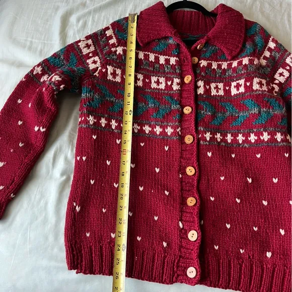 Handknitted Chunky Holiday Festive Cardigan Sweater Knit